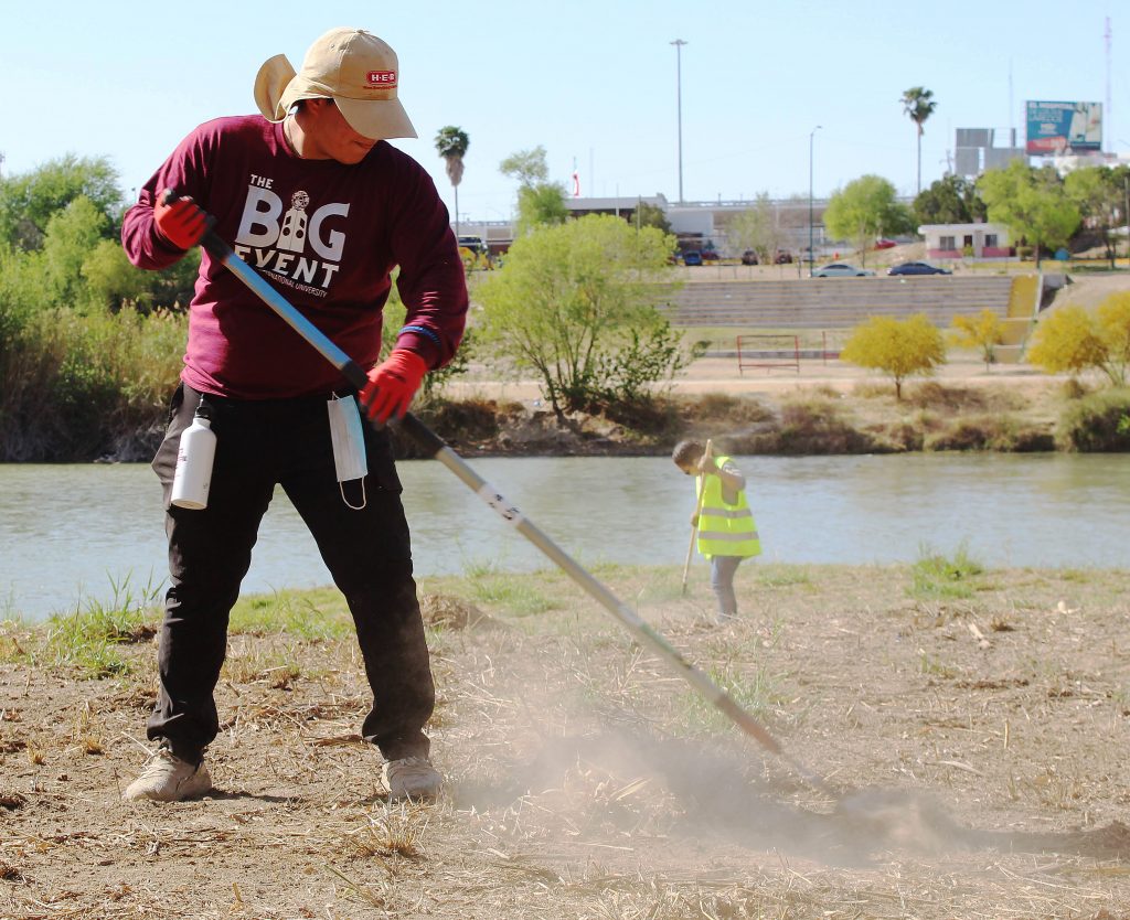 Students clean up at the Big Event.